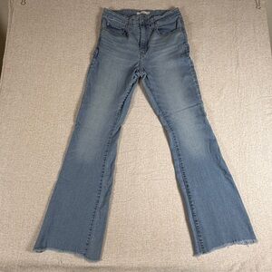 Levi’s 726 High Rise Flare Jeans Women’s W30 L32 Light wash Raw Hem Frayed